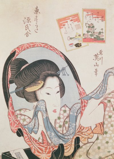 Woman at her Mirror by Kikukawa Eizan